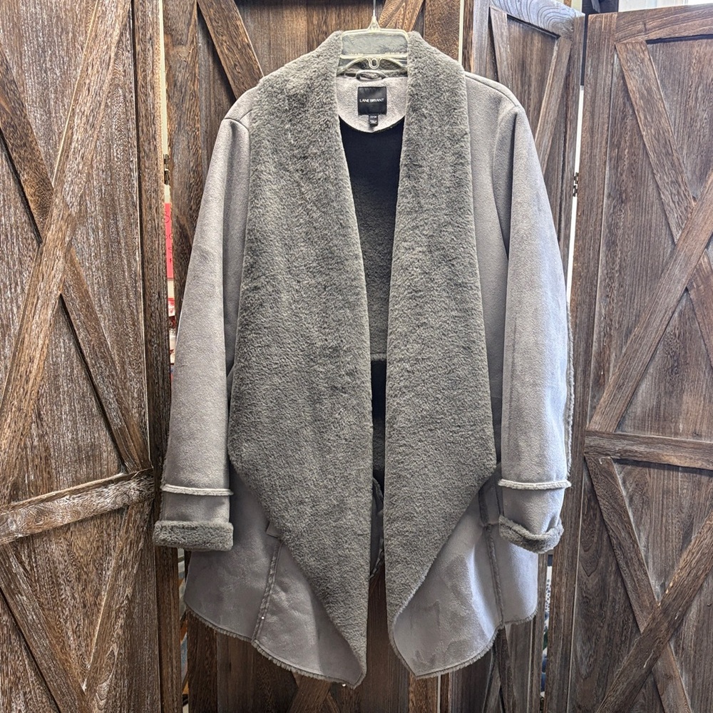 Lane Bryant Gray Plush Open Jacket 22/24